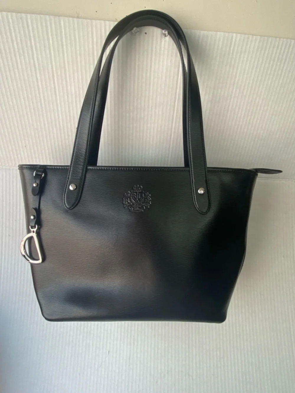 Lauren Ralph Lauren Sloan Street Black Saffiano Leather Shopper Tote Bag - Picture 4 of 15